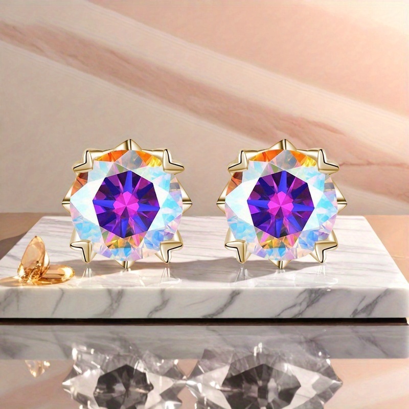 Dazzling Synthetic Moissanite Earrings, 925 Silver